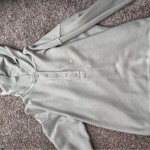 Light Gray Hooded Sweater with Button Detail